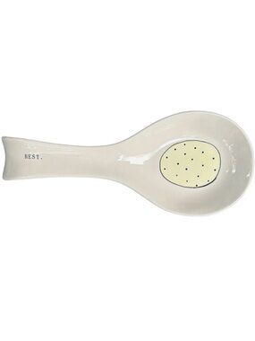 Rae Dunn Spoon REST Yellow Black Polka Dot Spring Easter 2017 OG NWT